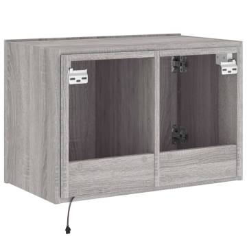 TV Wall Cabinet with LED Lights - Grey Sonoma 60x35x41 cm