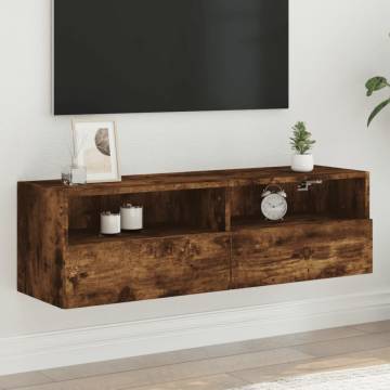 TV Wall Cabinet Smoked Oak | 100x30x30 cm | Hipomarket