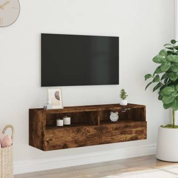 TV Wall Cabinet Smoked Oak | 100x30x30 cm | Hipomarket