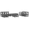 8 Piece Grey Garden Lounge Set - Solid Pine Wood Furniture