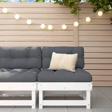 Garden Middle Sofa - White Solid Wood Pine for Outdoor Comfort