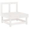 Garden Middle Sofa - White Solid Wood Pine for Outdoor Comfort