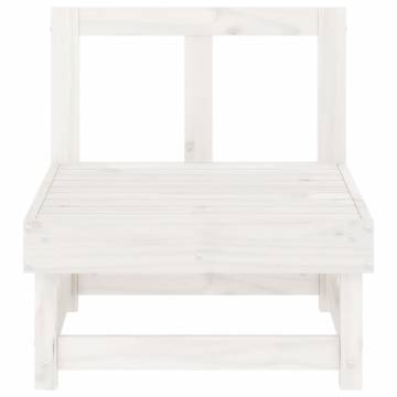 Garden Middle Sofa - White Solid Wood Pine for Outdoor Comfort