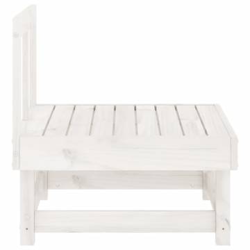 Garden Middle Sofa - White Solid Wood Pine for Outdoor Comfort