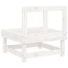 Garden Middle Sofa - White Solid Wood Pine for Outdoor Comfort