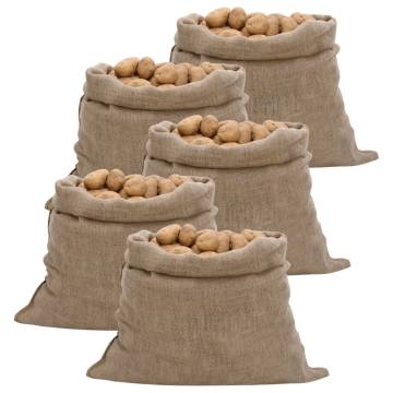 Jute Sacks 5 pcs | 100% Jute 220 gsm - Eco-Friendly Storage