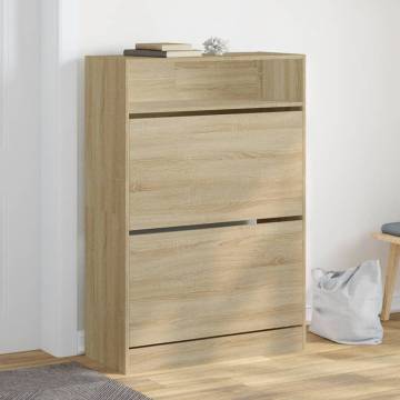 Shoe Cabinet with 2 Flip-Drawers - Sonoma Oak 80x34x116 cm