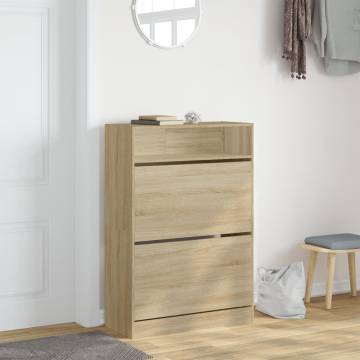 Shoe Cabinet with 2 Flip-Drawers - Sonoma Oak 80x34x116 cm