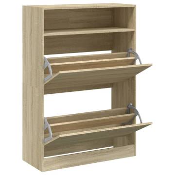 Shoe Cabinet with 2 Flip-Drawers - Sonoma Oak 80x34x116 cm