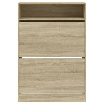 Shoe Cabinet with 2 Flip-Drawers - Sonoma Oak 80x34x116 cm