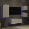 5 Piece TV Wall Units with LED - Modern White Storage Solution