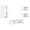 5 Piece TV Wall Units with LED - Modern White Storage Solution