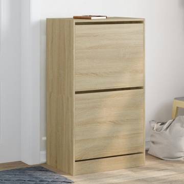 Shoe Cabinet with 2 Flip-Drawers - Sonoma Oak | Hipomarket