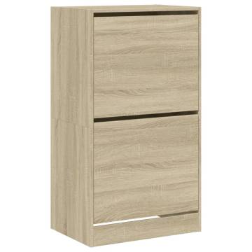 Shoe Cabinet with 2 Flip-Drawers - Sonoma Oak | Hipomarket