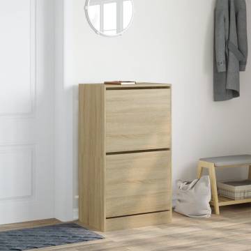 Shoe Cabinet with 2 Flip-Drawers - Sonoma Oak | Hipomarket