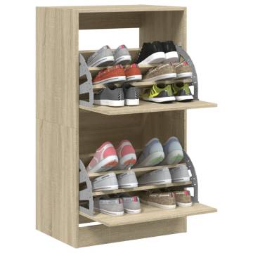 Shoe Cabinet with 2 Flip-Drawers - Sonoma Oak | Hipomarket