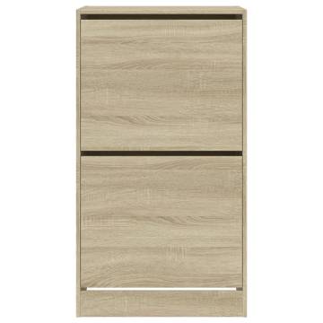 Shoe Cabinet with 2 Flip-Drawers - Sonoma Oak | Hipomarket