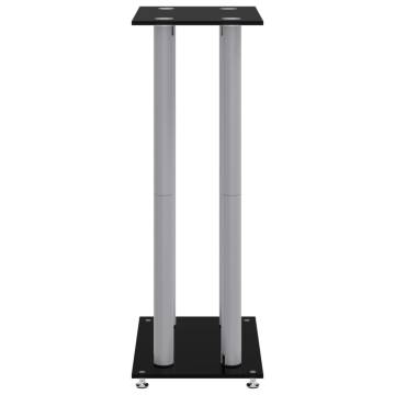 Speaker Stands 2 pcs Black&Silver - Durable Glass Design