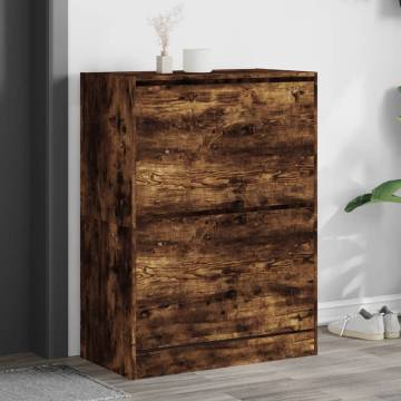 Shoe Cabinet with 2 Flip-Drawers - Smoked Oak | HipoMarket