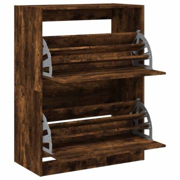 Shoe Cabinet with 2 Flip-Drawers - Smoked Oak | HipoMarket