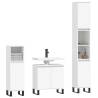 3 Piece Bathroom Cabinet Set - Stylish White Engineered Wood