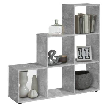 FMD Room Divider with 6 Compartments - Concrete Grey