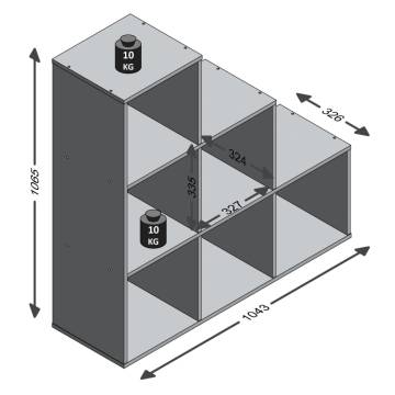 FMD Room Divider with 6 Compartments - Concrete Grey