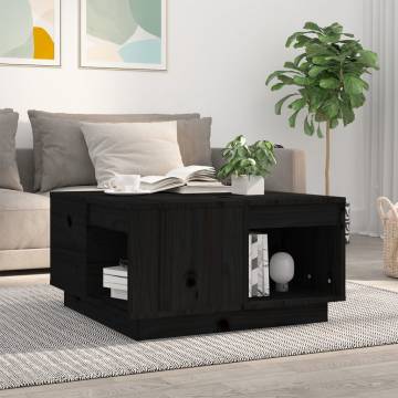 Elegant Black Coffee Table - Solid Pinewood 60x61x32.5 cm