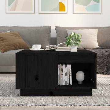 Elegant Black Coffee Table - Solid Pinewood 60x61x32.5 cm