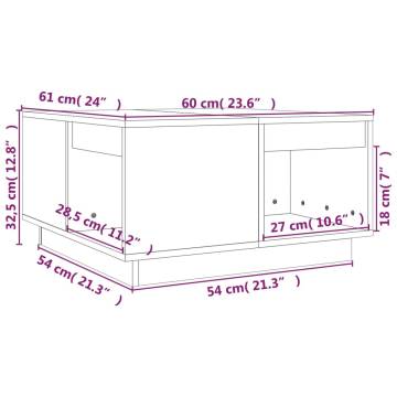 Elegant Black Coffee Table - Solid Pinewood 60x61x32.5 cm