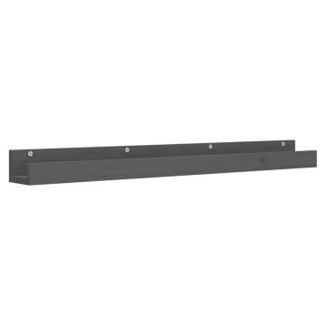 Wall Shelves 2 pcs Grey - Solid Pine Wood | HipoMarket UK