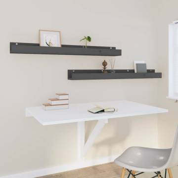 Wall Shelves 2 pcs Grey - Solid Pine Wood | HipoMarket UK