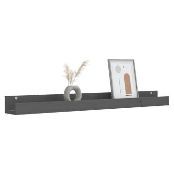 Wall Shelves 2 pcs Grey - Solid Pine Wood | HipoMarket UK