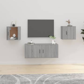 Wall Mounted TV Cabinets - Grey Sonoma | 2 pcs | 40x34.5x40 cm