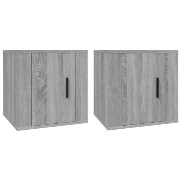 Wall Mounted TV Cabinets - Grey Sonoma | 2 pcs | 40x34.5x40 cm