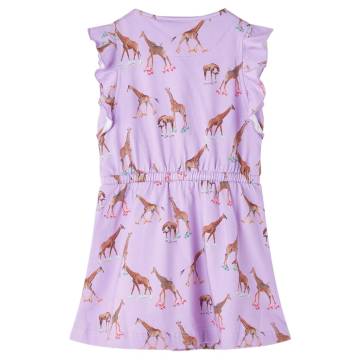 Kids' Dress with Ruffle Sleeves & Drawstring - Lila 128