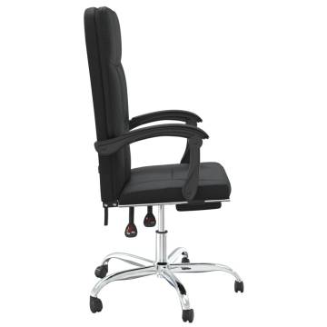 Comfortable Reclining Office Chair - Black Faux Leather