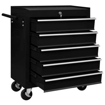 Workshop Tool Trolley with 5 Drawers - Black | HipoMarket