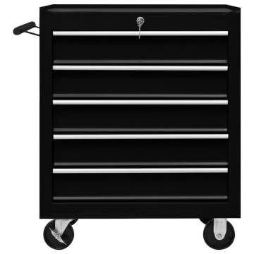 Workshop Tool Trolley with 5 Drawers - Black | HipoMarket