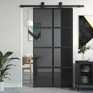 Sliding Door Black 102.5x205 cm Tempered Glass & Aluminium