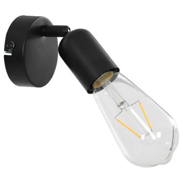 Spot Lights 2 pcs with Filament Bulbs 2 W Black E27 - Hipo Market