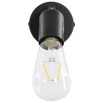 Spot Lights 2 pcs with Filament Bulbs 2 W Black E27 - Hipo Market