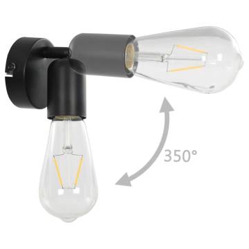 Spot Lights 2 pcs with Filament Bulbs 2 W Black E27 - Hipo Market