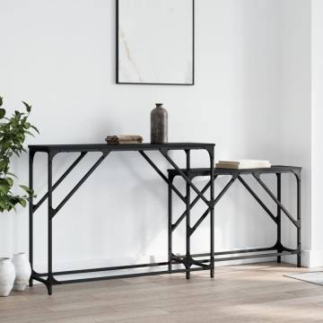 Stylish Nesting Console Tables - Black Engineered Wood Set