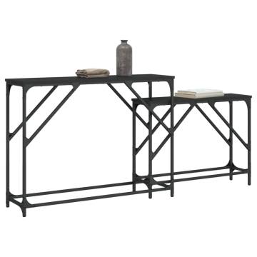 Stylish Nesting Console Tables - Black Engineered Wood Set