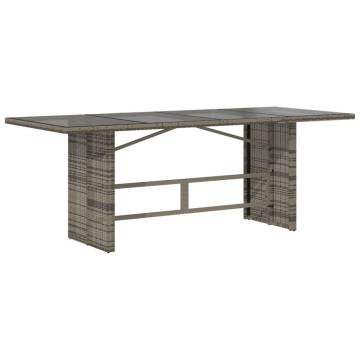 Garden Table with Glass Top - Grey Poly Rattan 190x80 cm