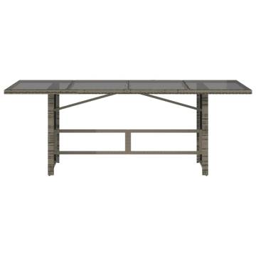 Garden Table with Glass Top - Grey Poly Rattan 190x80 cm