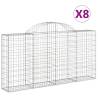 Arched Gabion Baskets 8 pcs | Galvanised Iron Garden Barriers