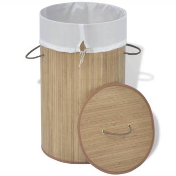 Bamboo Laundry Bin Round - Natural | Hipo Market