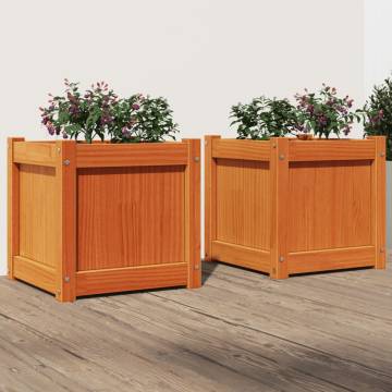 Garden Planters 2 pcs Wax Brown Solid Wood Pine - Hipomarket